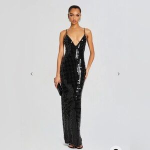 Retrofete Perri Embellished maxi black dress